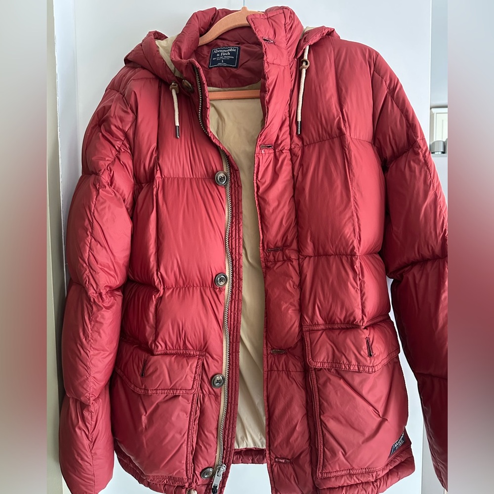Abercrombie & Fitch Red Puffer Jacket